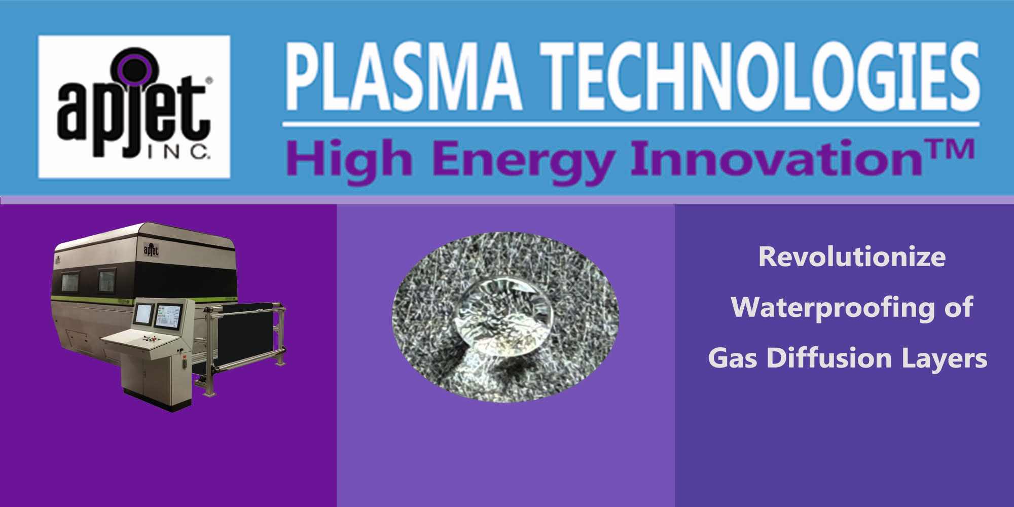 APCure™ GreenFIX™-GDL: Plasma-coating machinery and chemistry for waterproofing gas diffusion layers and porous transport layers
